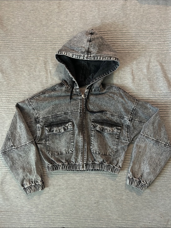 BDG Jackets & Blazers - BDG Washed Black Hooded Denim Jacket